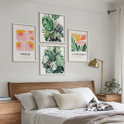 Polittico con cornice Fiori foglie poster moderni