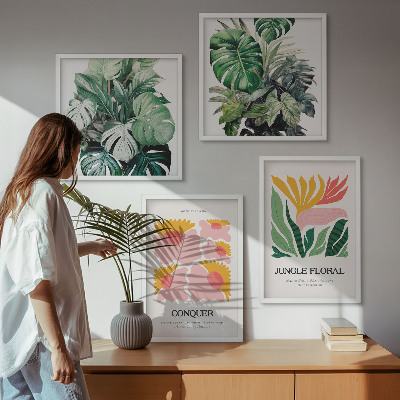 Polittico con cornice Fiori foglie poster moderni