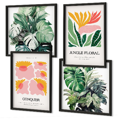 Polittico con cornice Fiori foglie poster moderni