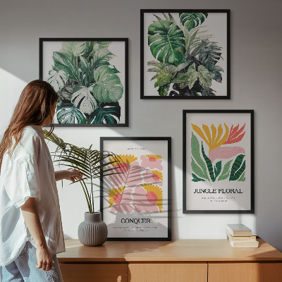 Polittico con cornice Fiori foglie poster moderni