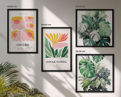 Polittico con cornice Fiori foglie poster moderni