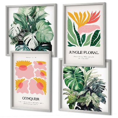 Polittico con cornice Fiori foglie poster moderni