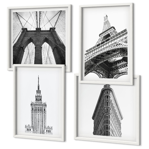 Polittico con cornice Architettura minimalista in bianco e nero