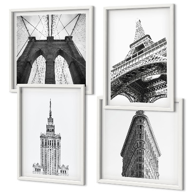 Polittico con cornice Architettura minimalista in bianco e nero