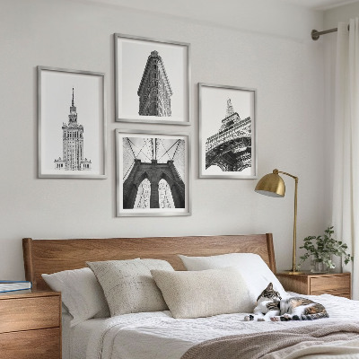 Polittico con cornice Architettura minimalista in bianco e nero