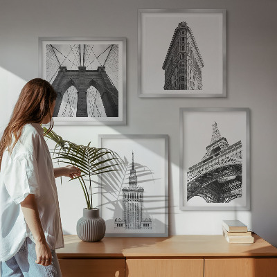 Polittico con cornice Architettura minimalista in bianco e nero