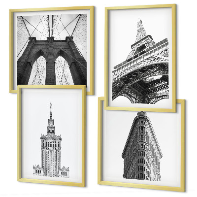 Polittico con cornice Architettura minimalista in bianco e nero