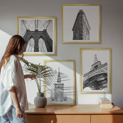 Polittico con cornice Architettura minimalista in bianco e nero