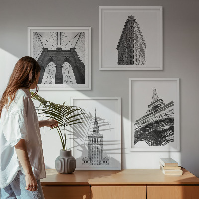 Polittico con cornice Architettura minimalista in bianco e nero