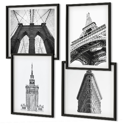 Polittico con cornice Architettura minimalista in bianco e nero