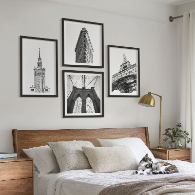 Polittico con cornice Architettura minimalista in bianco e nero