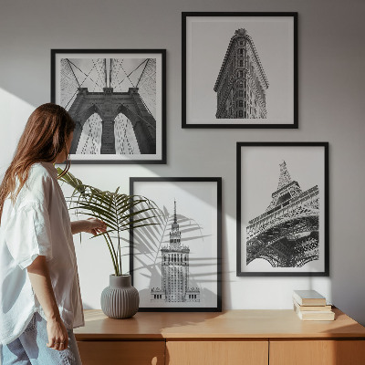 Polittico con cornice Architettura minimalista in bianco e nero