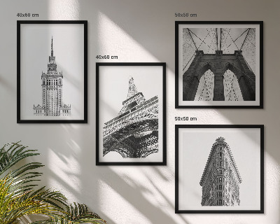 Polittico con cornice Architettura minimalista in bianco e nero