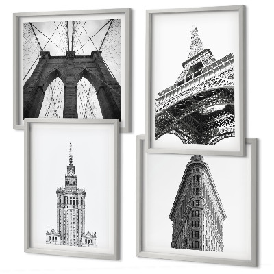 Polittico con cornice Architettura minimalista in bianco e nero