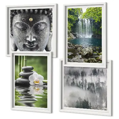 Galleria a parete armonia della natura con pietre, acqua e Buddha
