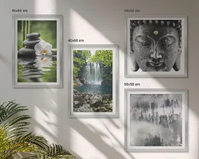 Galleria a parete armonia della natura con pietre, acqua e Buddha