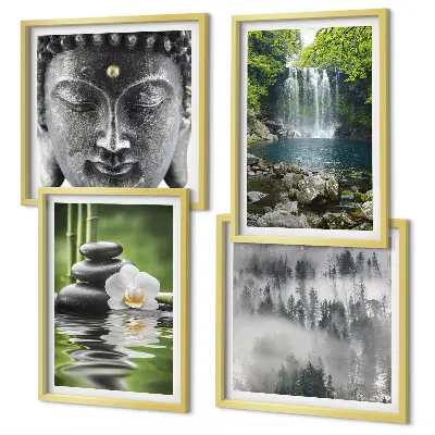 Galleria a parete armonia della natura con pietre, acqua e Buddha