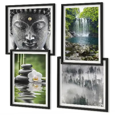 Galleria a parete armonia della natura con pietre, acqua e Buddha