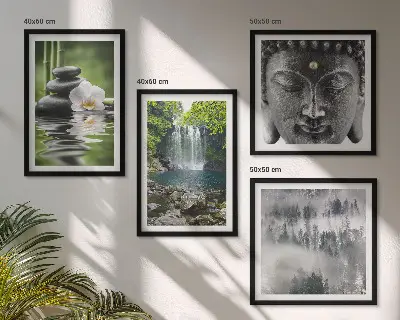 Galleria a parete armonia della natura con pietre, acqua e Buddha