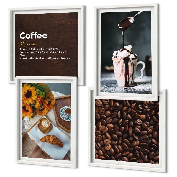 Polittico con cornice chicchi di caffè per la colazione italiana