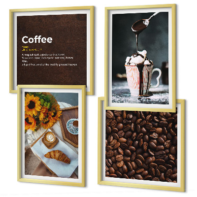 Polittico con cornice chicchi di caffè per la colazione italiana