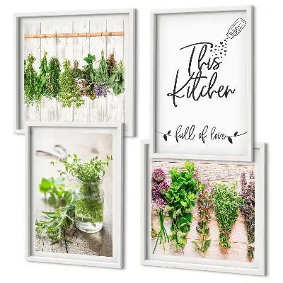 Galleria a parete decorazione per cucina con erbe aromatiche essiccate