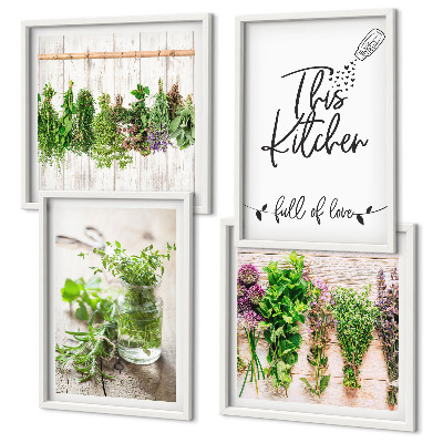 Galleria a parete Tema cucina con erbe aromatiche essiccate
