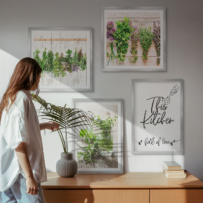 Galleria a parete Tema cucina con erbe aromatiche essiccate