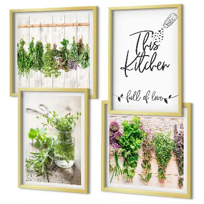 Galleria a parete decorazione per cucina con erbe aromatiche essiccate