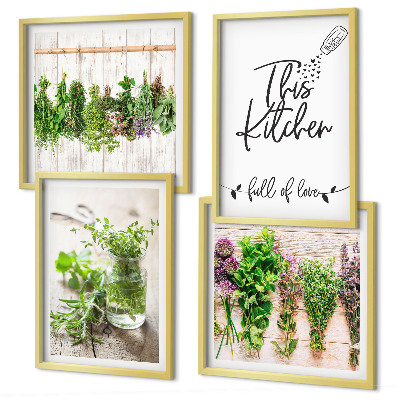 Galleria a parete Tema cucina con erbe aromatiche essiccate
