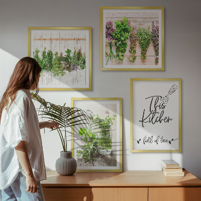 Galleria a parete Tema cucina con erbe aromatiche essiccate