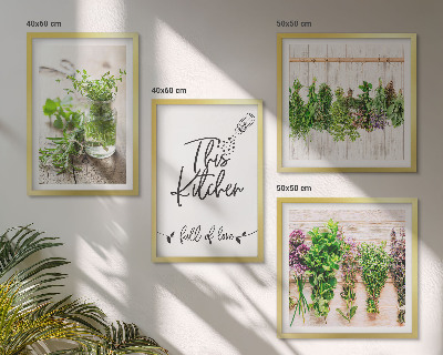Galleria a parete Tema cucina con erbe aromatiche essiccate