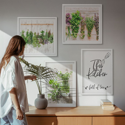 Galleria a parete Tema cucina con erbe aromatiche essiccate