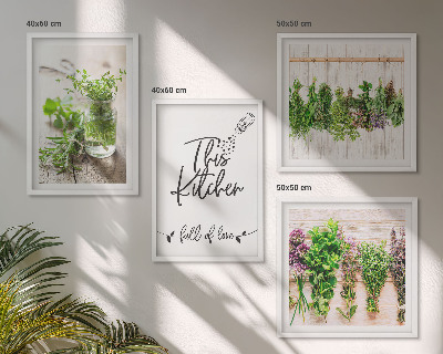 Galleria a parete Tema cucina con erbe aromatiche essiccate