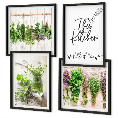 Galleria a parete decorazione per cucina con erbe aromatiche essiccate