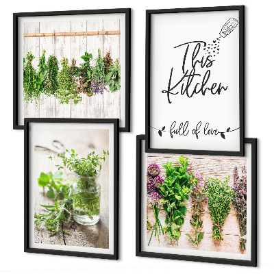 Galleria a parete Tema cucina con erbe aromatiche essiccate