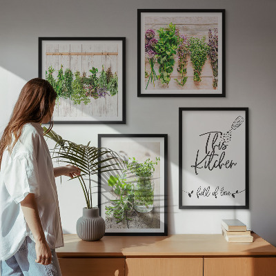 Galleria a parete Tema cucina con erbe aromatiche essiccate