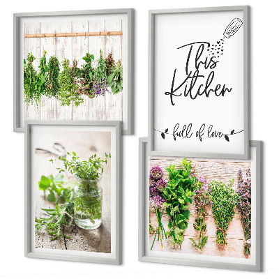 Galleria a parete Tema cucina con erbe aromatiche essiccate
