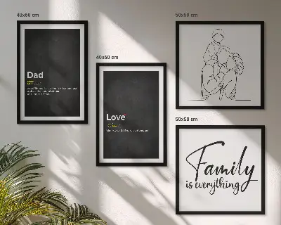 Galleria a parete decorazione murale con definizioni di amore nell'arte familiare