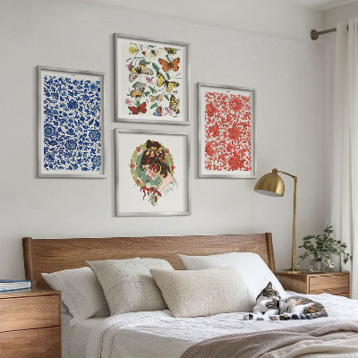 Polittico con cornice Ornamenti vintage con fiori e farfalle