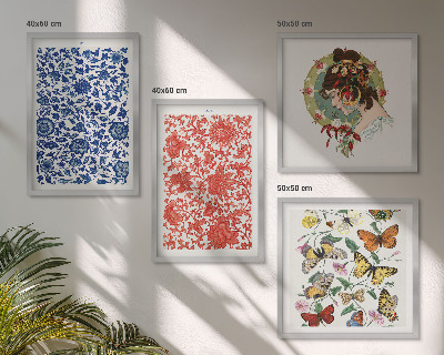 Polittico con cornice Ornamenti vintage con fiori e farfalle