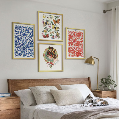 Polittico con cornice Ornamenti vintage con fiori e farfalle