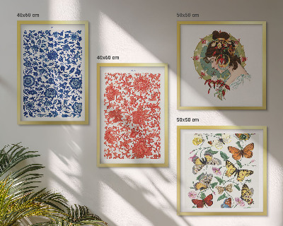 Polittico con cornice Ornamenti vintage con fiori e farfalle