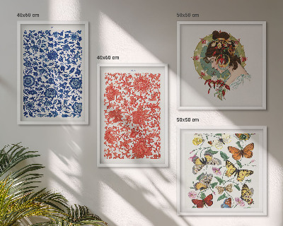 Polittico con cornice Ornamenti vintage con fiori e farfalle