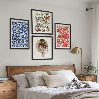 Polittico con cornice Ornamenti vintage con fiori e farfalle