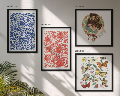 Polittico con cornice Ornamenti vintage con fiori e farfalle