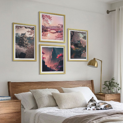 Polittico con cornice Paesaggi fantastici del Giappone