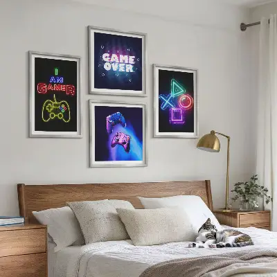 Galleria da parete con icone dei giocatori per gamepad