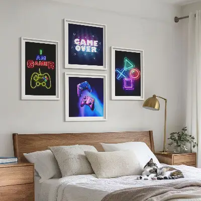 Galleria da parete con icone dei giocatori per gamepad