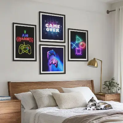 Galleria da parete con icone dei giocatori per gamepad